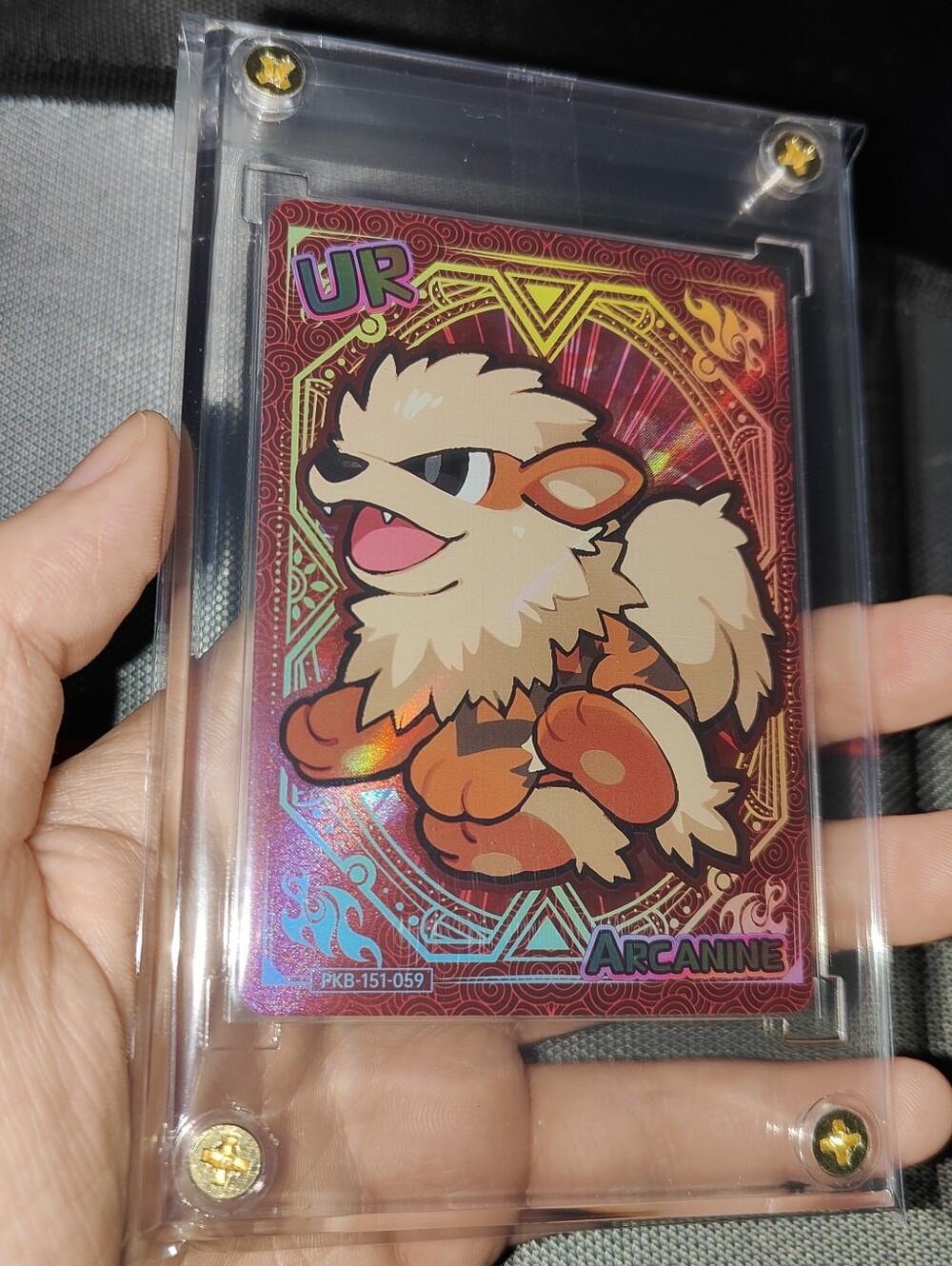 Arcanine Ultra Rare textured holo encased Pokémon Unofficial Card Chinese Poke
